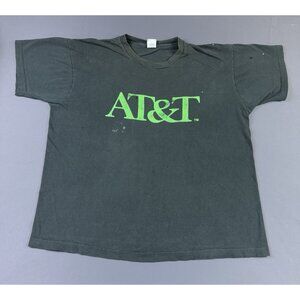 Rare Vintage 90s AT&T Telephone Company Single Stitch Black Shirt Logo XL USA